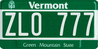 VT license plate ZLO777