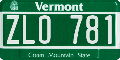 VT license plate ZLO781