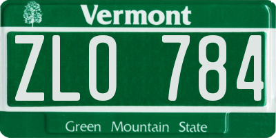 VT license plate ZLO784