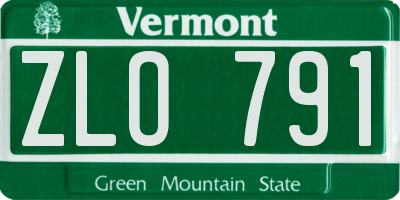 VT license plate ZLO791