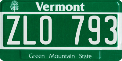 VT license plate ZLO793