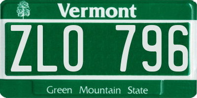 VT license plate ZLO796