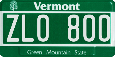 VT license plate ZLO800
