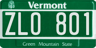 VT license plate ZLO801
