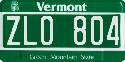 VT license plate ZLO804