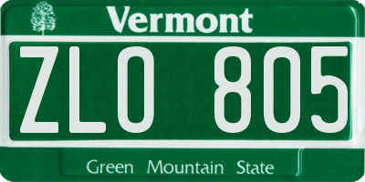 VT license plate ZLO805