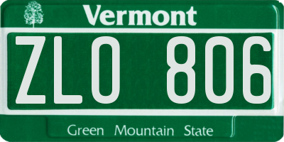 VT license plate ZLO806