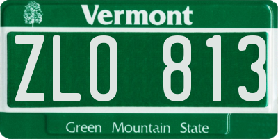 VT license plate ZLO813