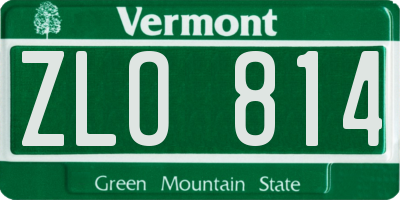 VT license plate ZLO814