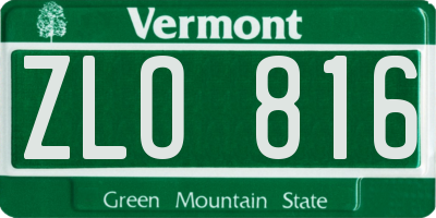 VT license plate ZLO816