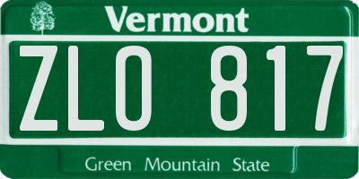 VT license plate ZLO817