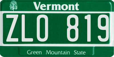 VT license plate ZLO819