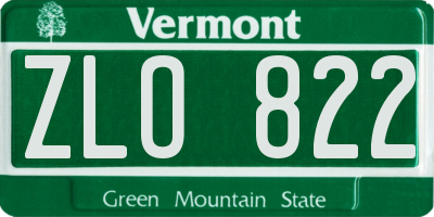 VT license plate ZLO822