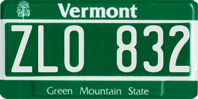 VT license plate ZLO832