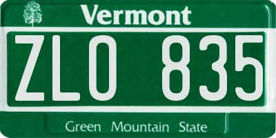 VT license plate ZLO835