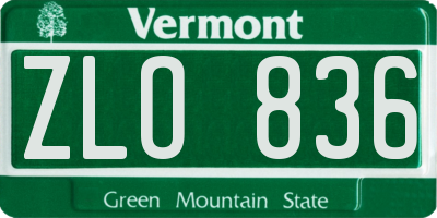 VT license plate ZLO836