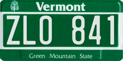 VT license plate ZLO841