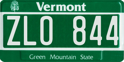VT license plate ZLO844