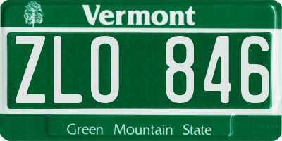 VT license plate ZLO846