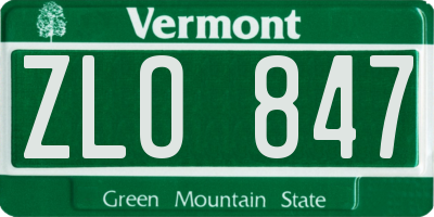 VT license plate ZLO847