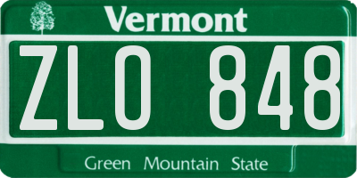 VT license plate ZLO848