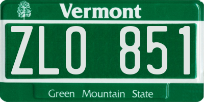 VT license plate ZLO851