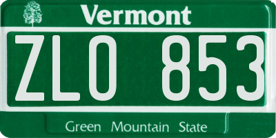 VT license plate ZLO853
