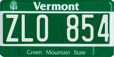 VT license plate ZLO854