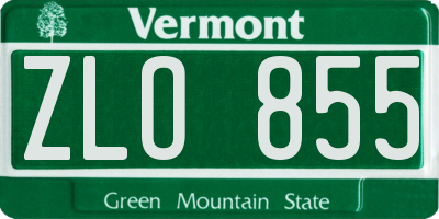 VT license plate ZLO855