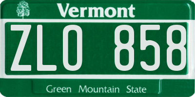 VT license plate ZLO858