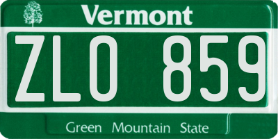 VT license plate ZLO859