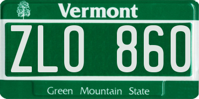 VT license plate ZLO860