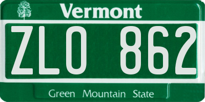 VT license plate ZLO862