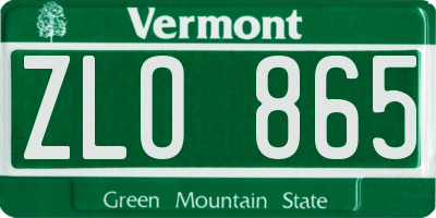 VT license plate ZLO865