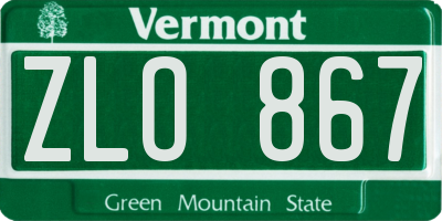 VT license plate ZLO867