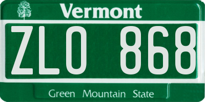 VT license plate ZLO868