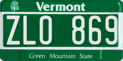 VT license plate ZLO869