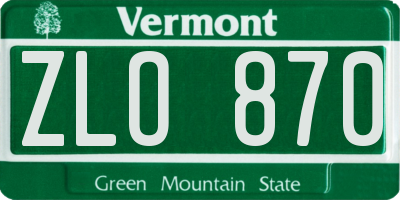 VT license plate ZLO870