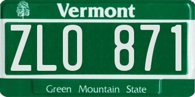 VT license plate ZLO871