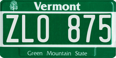 VT license plate ZLO875