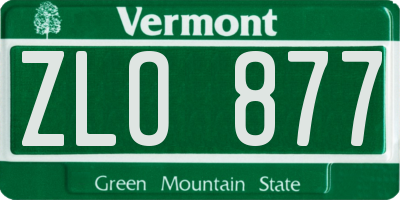VT license plate ZLO877