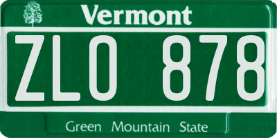 VT license plate ZLO878