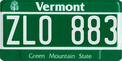VT license plate ZLO883