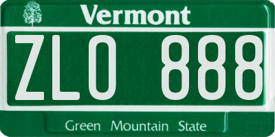 VT license plate ZLO888