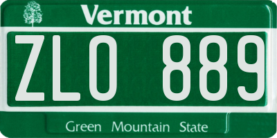 VT license plate ZLO889