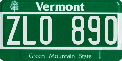 VT license plate ZLO890