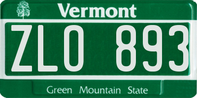 VT license plate ZLO893