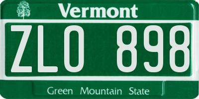 VT license plate ZLO898