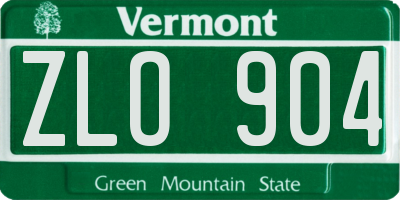 VT license plate ZLO904