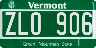 VT license plate ZLO906
